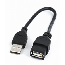 Кабель Cablexpert (CCP-USB2-AMAF-0.15M) USB2.0(М) - USB2.0(F), Premium, чорний, 0.15м