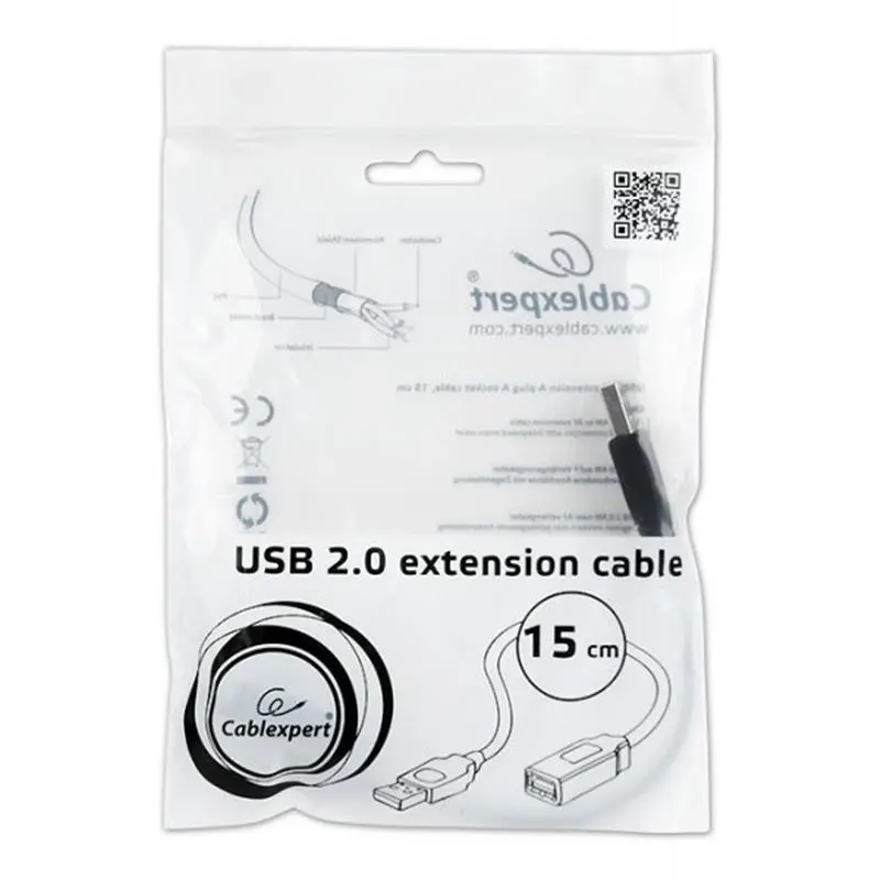Кабель Cablexpert (CCP-USB2-AMAF-0.15M) USB2.0(М) - USB2.0(F), Premium, чорний, 0.15м Кабель Cablexpert (CCP-USB2-AMAF-0.15M) USB2.0(М) - USB2.0(F), Premium, чорний, 0.15м