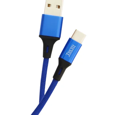 Кабель Tecro USB - USB Type-C, 1 м, синій (TC-0100BE)