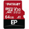 Карта пам`ятi MicroSDXC 64GB UHS-I/U3 Class 10 Patriot EP A1 R90/W80MB/s + SD-adapter (PEF64GEP31MCX)