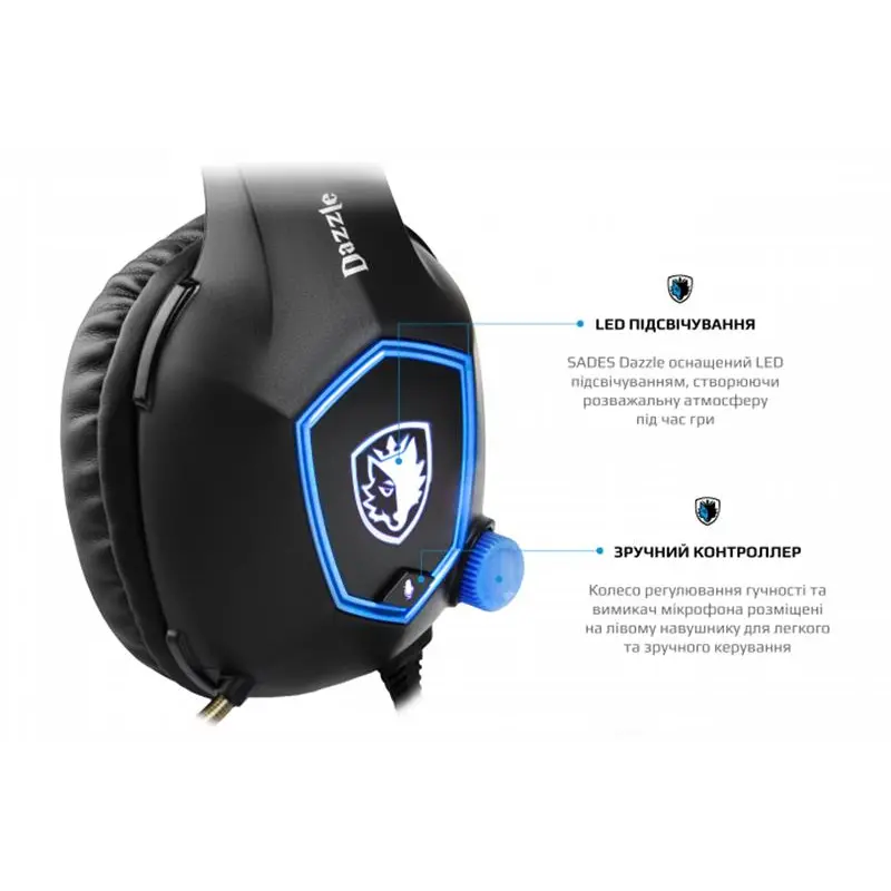 Гарнітура Sades SA-905 Dazzle Black/Blue (sa905bku) Гарнітура Sades SA-905 Dazzle Black/Blue (sa905bku)