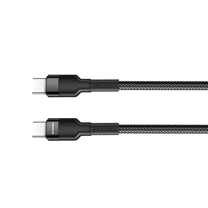 Кабель ColorWay USB Type-C - USB Type-C, 3.0 А, 1 м, Black (CW-CBPDCC047-BK) Кабель ColorWay USB Type-C - USB Type-C, 3.0 А, 1 м, Black (CW-CBPDCC047-BK)