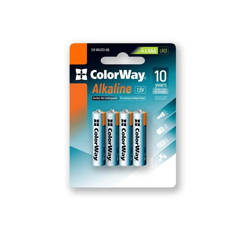 Батарейка ColorWay Alkaline Power AAA/LR03 BL 4шт Батарейка ColorWay Alkaline Power AAA/LR03 BL 4шт