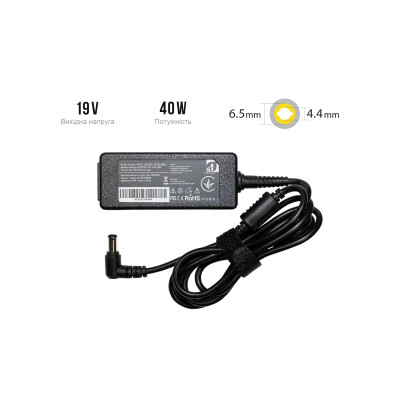 Блок живлення 1StCharger для ноутбука LG 19V 40W 2.1A 6.5x4.4 + каб.живл. (AC1STLG40WA)