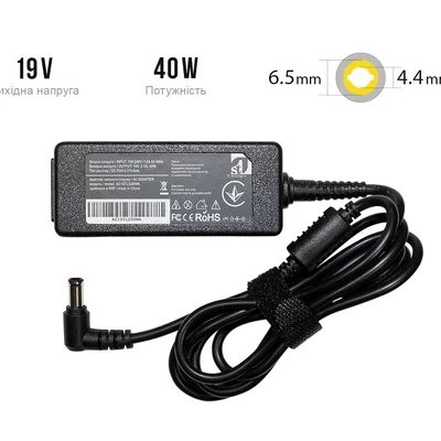 Блок живлення 1StCharger для ноутбука LG 19V 40W 2.1A 6.5x4.4 + каб.живл. (AC1STLG40WA)