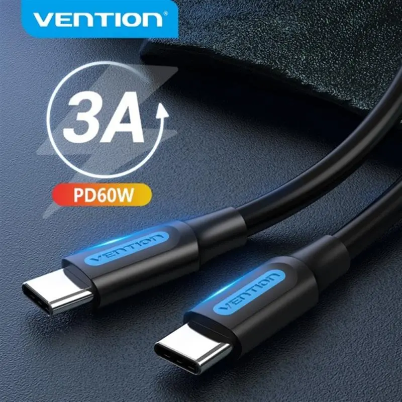 Кабель Vention USB Type-C - USB Type-C TPE Round PD 60W, 3A, 2m, Black (COSBH) Кабель Vention USB Type-C - USB Type-C TPE Round PD 60W, 3A, 2m, Black (COSBH)