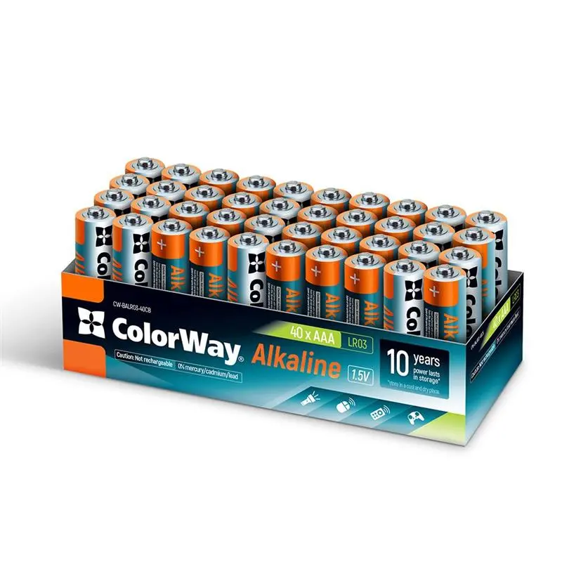 Батарейка ColorWay Alkaline Power AAA/LR03 Colour Box 40шт Батарейка ColorWay Alkaline Power AAA/LR03 Colour Box 40шт