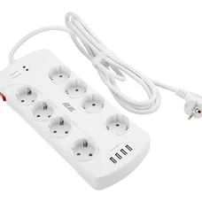 Мережевий фільтр 2E 8хSchuko, 3 м (2E-SP815M3USBWH)