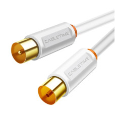 Кабель Cabletime Телевізійний, 1m, Male to Female, 75OHM, White (CF33H)