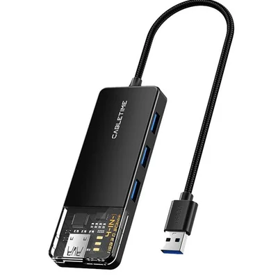 Концентратор Cabletime USB Type C - 4 Port USB 3.0, 0.15 cm (CB02B)