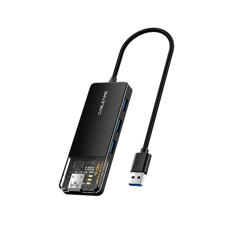Концентратор Cabletime USB Type C - 4 Port USB 3.0, 0.15 cm (CB02B)