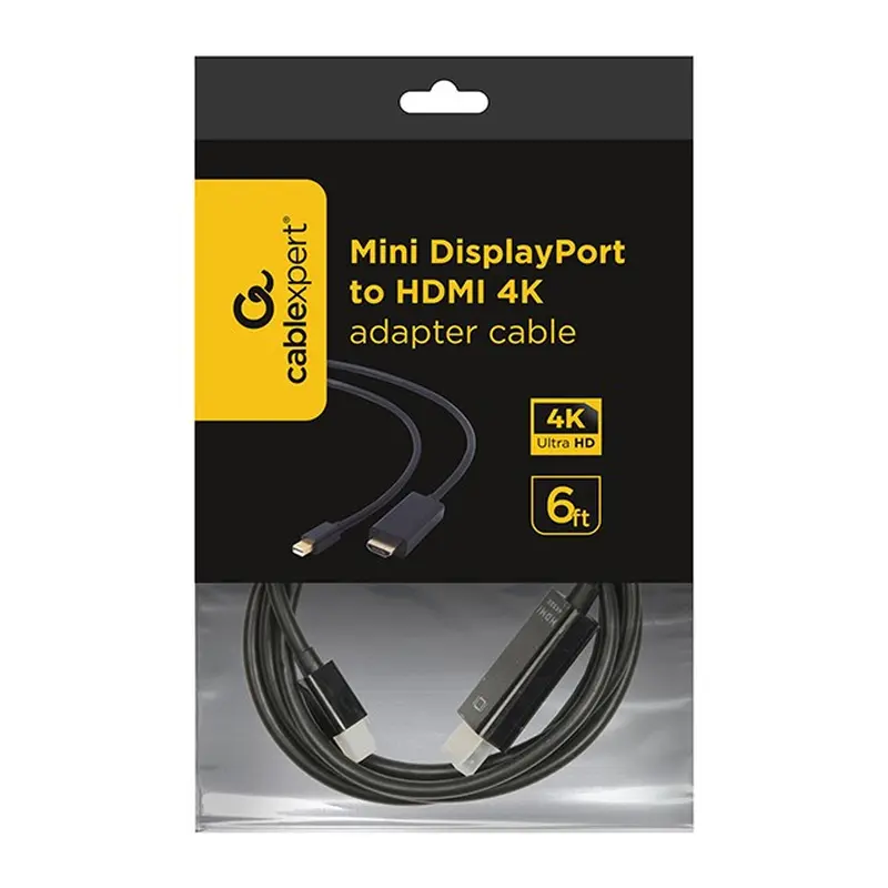 Кабель Cablexpert mini Displayport - HDMI V 1.2 (М/М), 1.8 м, чорний (CC-mDP-HDMI-6) пакет Кабель Cablexpert mini Displayport - HDMI V 1.2 (М/М), 1.8 м, чорний (CC-mDP-HDMI-6) пакет