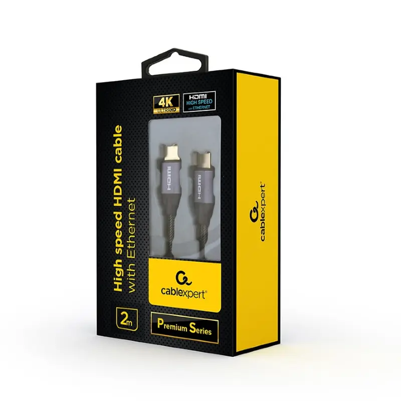 Кабель Cablexpert HDMI - HDMI V 2.0 (M/M), 2 м, чорний/сірий (CCBP-HDMI-2M) коробка Кабель Cablexpert HDMI - HDMI V 2.0 (M/M), 2 м, чорний/сірий (CCBP-HDMI-2M) коробка