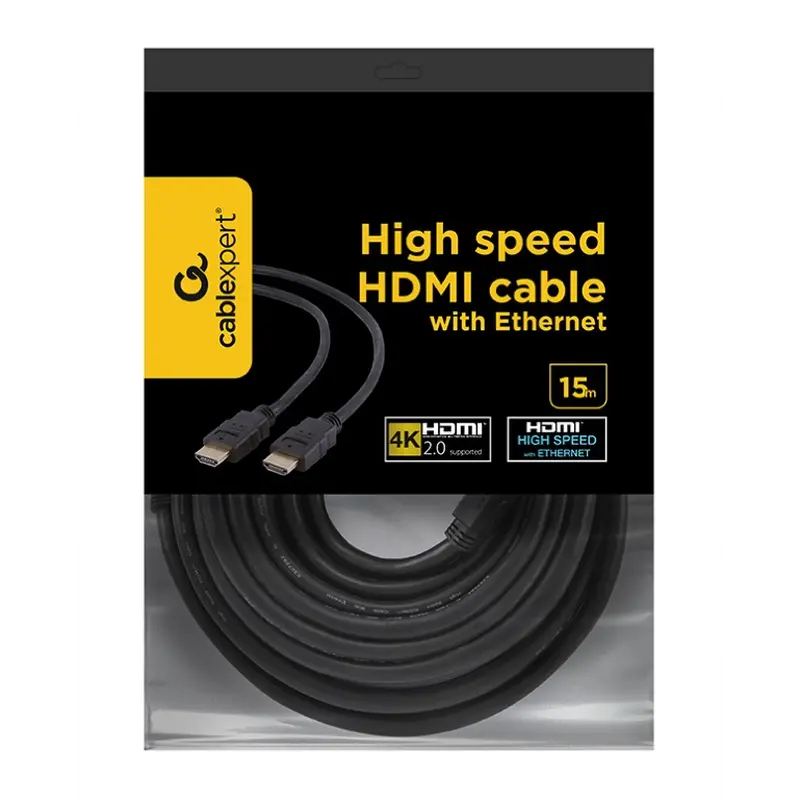 Кабель Cablexpert HDMI - HDMI V 2.0 (M/M), 15 м, чорний (CC-HDMI4-15M) пакет Кабель Cablexpert HDMI - HDMI V 2.0 (M/M), 15 м, чорний (CC-HDMI4-15M) пакет
