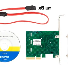 Контролер Frime (ECF-PCIEto6SATAIII001.LP) PCI-Ex4-6xSata III, ASM1062+ASM1092