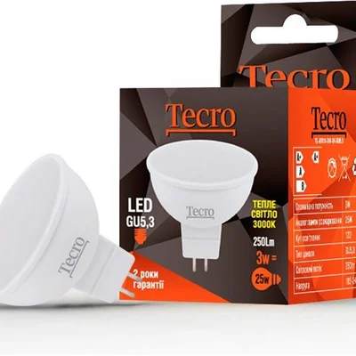 Лампа світлодіодна Tecro 3W GU5.3 3000K (TL-MR16-3W-3K-GU5.3)