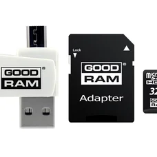 Карта пам`ятi MicroSDHC 32GB UHS-I Class 10 GOODRAM + SD-adapter + OTG Card reader (M1A4-0320R12)