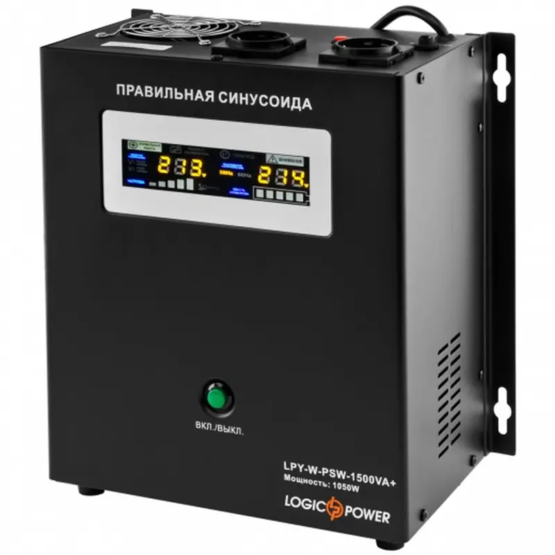 Джерело безперебійного живлення LogicPower LPY-W-PSW-1500VA+ (1050Вт)10A/15A, Lin.int., AVR, 2 x евро, метал Джерело безперебійного живлення LogicPower LPY-W-PSW-1500VA+ (1050Вт)10A/15A, Lin.int., AVR, 2 x евро, метал