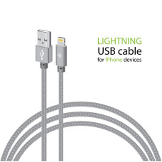 Кабель Intaleo CBGNYL1 USB - Lightning (M/M), 1 м, Grey (1283126477652)