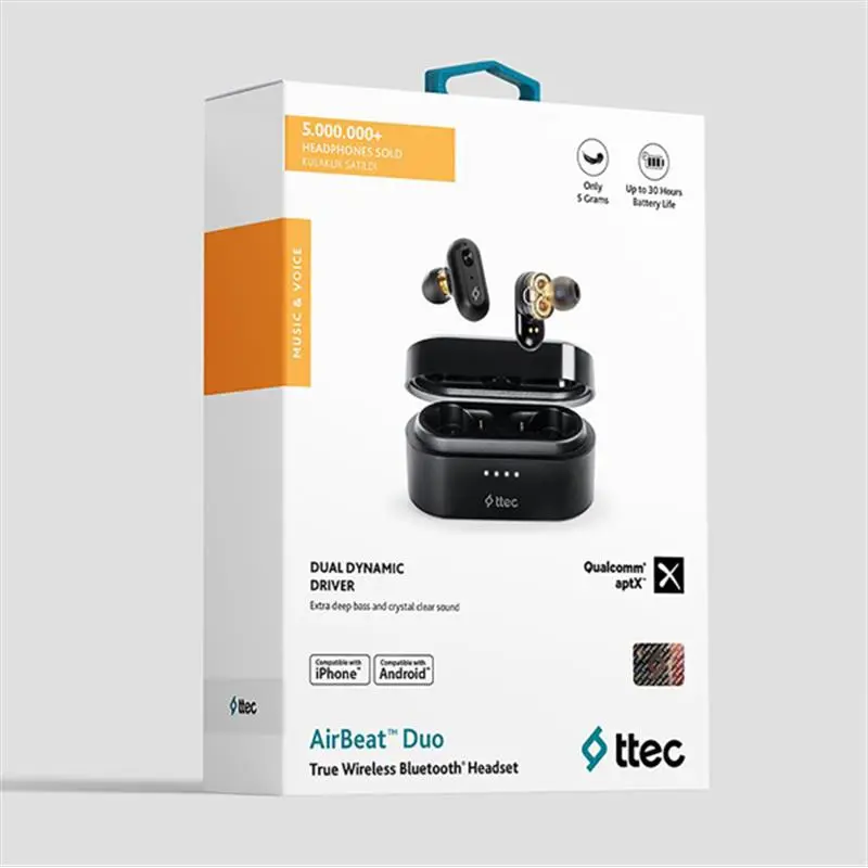 Bluetooth-гарнітура Ttec AirBeat Duo True Wireless Headsets Black (2KM127S) Bluetooth-гарнітура Ttec AirBeat Duo True Wireless Headsets Black (2KM127S)