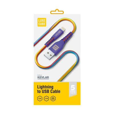 Кабель Luxe Cube Kevlar USB - Lightning (M/M), 1.2 м, райдужний (8886668686341)