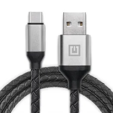 Кабель REAL-EL Premium Leather USB - USB Type-C (M/M), 1 м, Black (EL123500049)