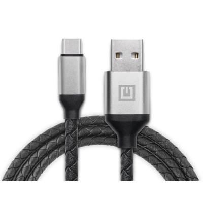 Кабель REAL-EL Premium Leather USB - USB Type-C (M/M), 1 м, Black (EL123500049)