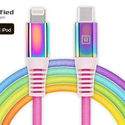 Кабель REAL-EL USB Type-C - Lightning (M/M), 1 м, Rainbow (EL123500054)