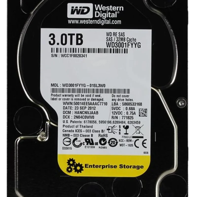 Накопичувач HDD SAS 3.0TB WD Enterprise Class 7200rpm 32MB (WD3001FYYG)