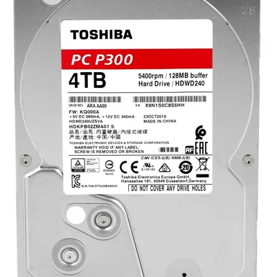 Накопичувач HDD SATA 4.0TB Toshiba P300 5400rpm 128MB (HDWD240UZSVA)