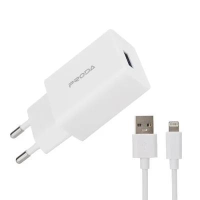 Зарядний пристрій Proda PD-A43i USB 2.4A + кабель USB Lightning White