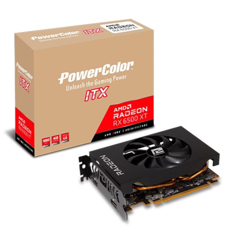 Відеокарта AMD Radeon RX 6500 XT 4GB GDDR6 ITX PowerColor (AXRX 6500 XT 4GBD6-DH)