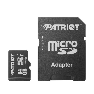 Карта пам`ятi MicroSDXC 64GB UHS-I Class 10 Patriot LX + SD-adapter (PSF64GMCSDXC10)