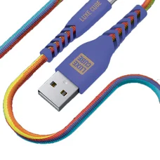 Кабель Luxe Cube Kevlar USB - USB Type-C, 1.2 м, Rainbow (4826896894365)
