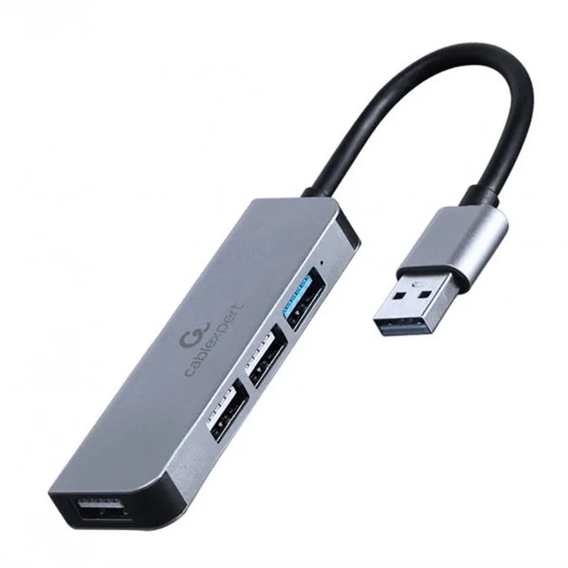 Концентратор USB Cablexpert 1xUSB3.1, 3хUSB2.0, метал, Grey (UHB-U3P1U2P3-01)
