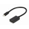 Адаптер Cablexpert USB Type-C - DisplayPort (M/F), 0.15 м, чорний (A-CM-DPF-02)