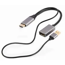 Адаптер Cablexpert HDMI - DisplayPort (M/F), 0.1 м, Black/Grey (A-HDMIM-DPF-02)