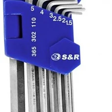 Набір ключів шестигранних S&R CR-V подовжених з шарніром 1,5-10 мм 10 шт (365302110)