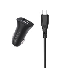 Автомобільний зарядний пристрій SkyDolphin SZ09V (2USB, 3.4A) Black (AZP-000111) + кабель microUSB