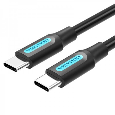 Кабель Vention USB Type-C - USB Type-C (M/M), TPE Round PD 60W, 3 A, 1 м, Black (COSBF)