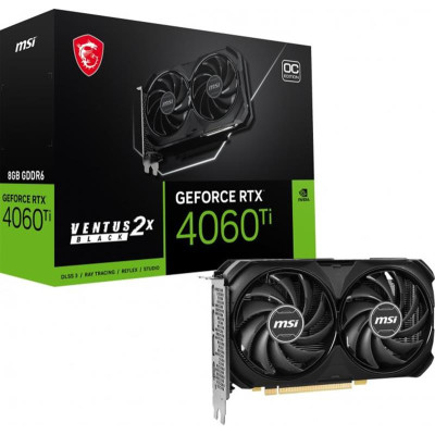 Відеокарта GF RTX 4060 Ti 8GB GDDR6 Ventus 2X Black OC MSI (GeForce RTX 4060 Ti VENTUS 2X BLACK 8G OC)