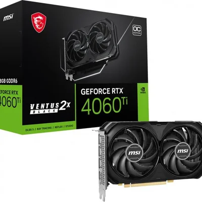Відеокарта GF RTX 4060 Ti 8GB GDDR6 Ventus 2X Black OC MSI (GeForce RTX 4060 Ti VENTUS 2X BLACK 8G OC)