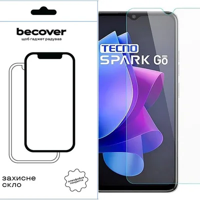 Захисне скло BeCover для Tecno Spark Go 2023 (BF7) Crystal Clear Glass 3D (709263)