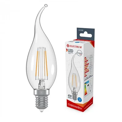 Лампа світлодіодна свічка на вітрі ретро Electrum Filament 4W E14 4000K (A-LC-1368)