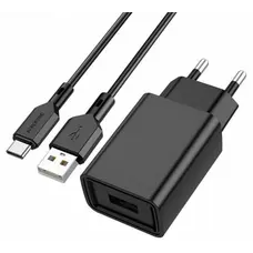 Зарядний пристрій Borofone BA68A Glacier USB 2.1A Black (BA68ACB)