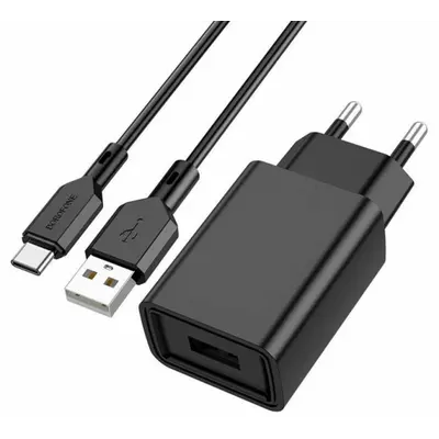 Зарядний пристрій Borofone BA68A Glacier USB 2.1A Black (BA68ACB)