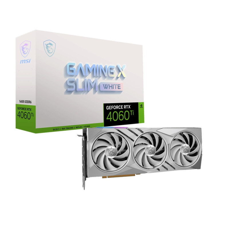 Відеокарта GF RTX 4060 Ti 16GB GDDR6 Gaming X Slim White MSI (GeForce RTX 4060 Ti GAMING X SLIM WHITE 16G)