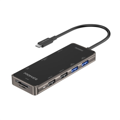 Концентратор USB Promate PrimeHub USB-C Grey (primehub-go.grey)