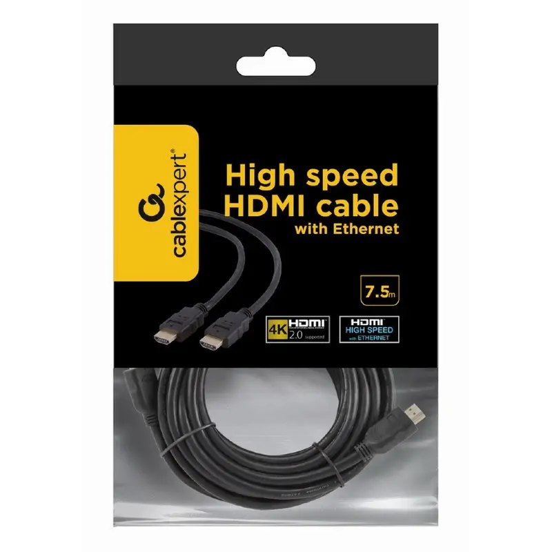 Кабель Cablexpert HDMI - HDMI V 1.4 (M/M), 7.5 м, чорний (CC-HDMI4-7.5M) пакет Кабель Cablexpert HDMI - HDMI V 1.4 (M/M), 7.5 м, чорний (CC-HDMI4-7.5M) пакет
