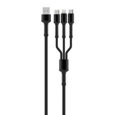 Кабель ColorWay USB - Lightning + micro USB + USB Type-C (M/M), 1.2 м, Dark Grey (CW-CBU3003-GR)